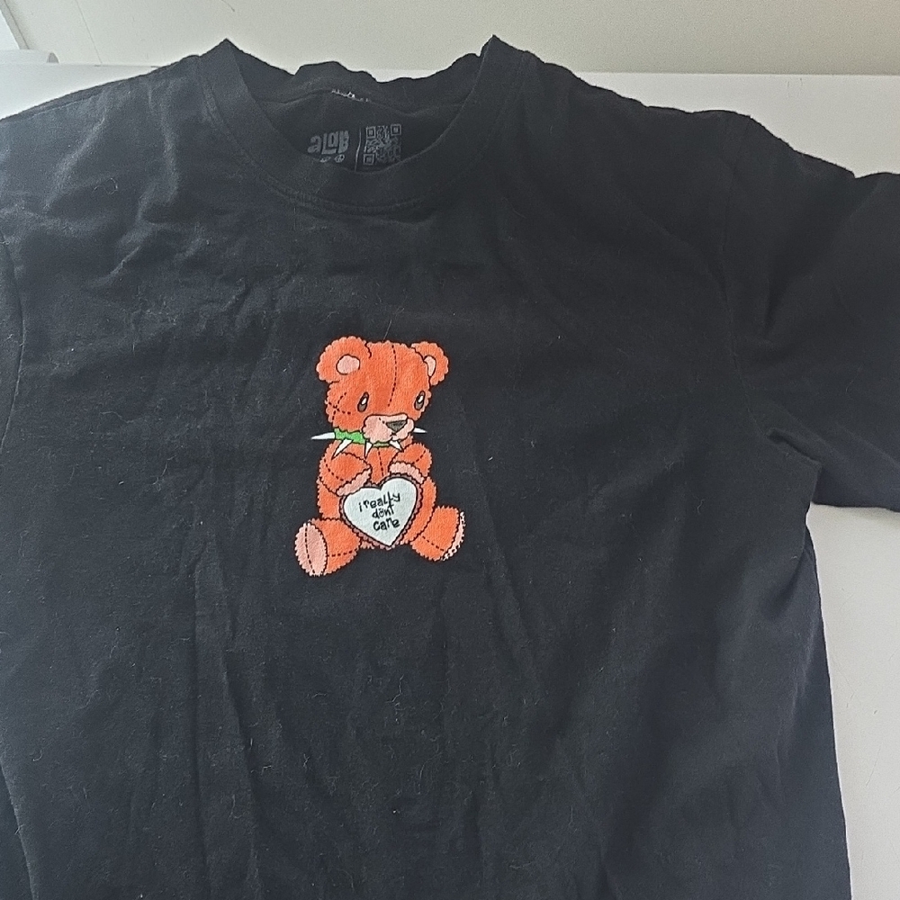 Black Kids Shirt with Orange Bear Design